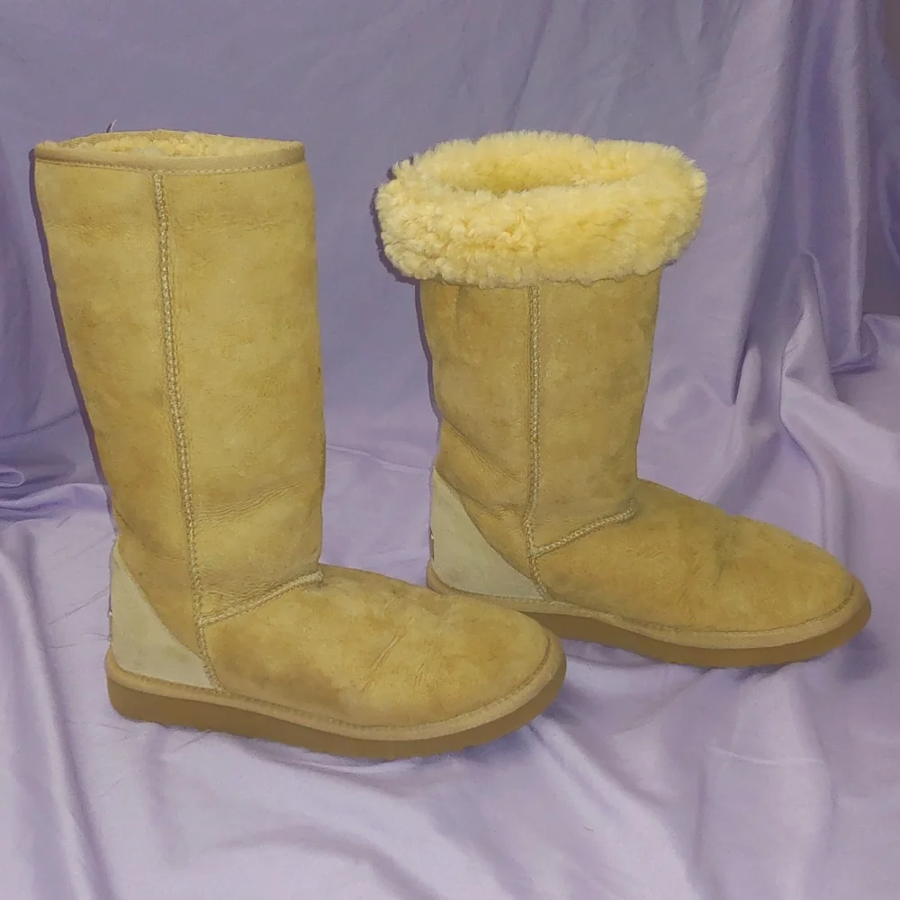 EUC UGG CLASSIC TALL TAN BOOTS * SIZE 8W * UGG BOOTS * FOLDABLE * KNEE HIGH - Picture 4 of 12